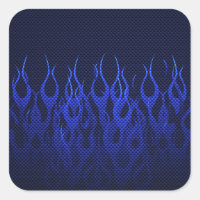 Blue Racing Flames on Carbon Fiber