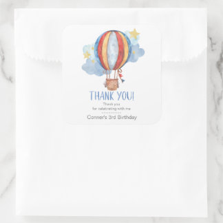 Sticker Carré Blue Red Balloon Stars Anniversaire de enfant Merc