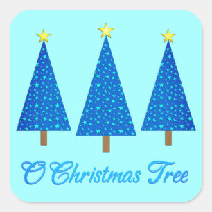 Sticker Carré Blue Star Motif moderne Arbres de Noël