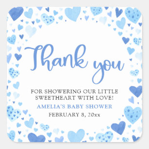 Sticker Carré Blue Valentine Boy Petit Baby shower amoureux