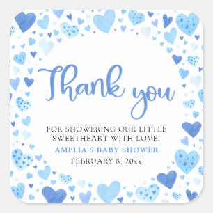 Sticker Carré Blue Valentine Boy Petit Baby shower amoureux