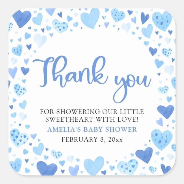 Sticker Carré Blue Valentine Boy Petit Baby shower amoureux (Devant)