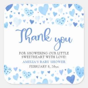 Sticker Carré Blue Valentine Boy Petit Baby shower amoureux