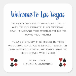 Sticker Carré Blue Welcome to Las Vegas Mariage Welcome Basket