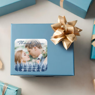 Sticker Carré Blue Winter Wonderland Pine Noël Mariage