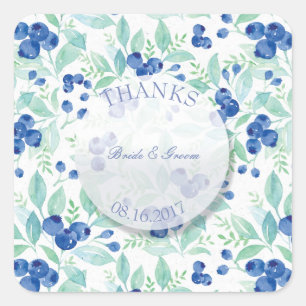 Sticker Carré Blueberry Midsummer Rustic Berry Merci Mariage