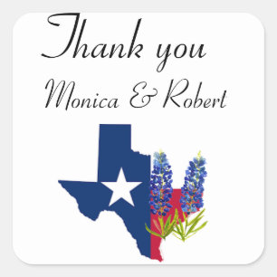Sticker Carré Bluebonnets Texas State Flowers Lupine Watercolor