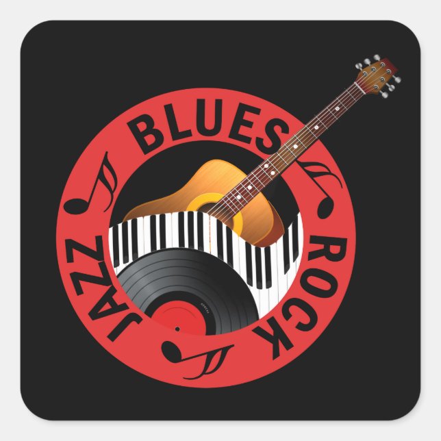 Sticker Carré Blues Rock et Jazz (Devant)