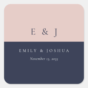 Sticker Carré Blush Navy Mariage moderne