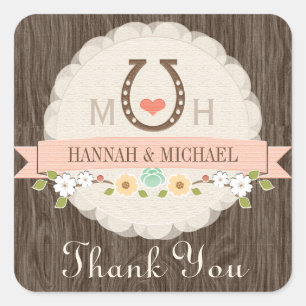 STICKER CARRÉ BLUSH PI HORSESHOE COEUR DU MERCI MARIAGE OCCIDENT