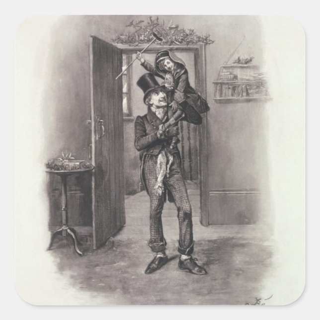Sticker Carré Bob Cratchit et Tiny Tim, de "Charles Dickens : (Devant)