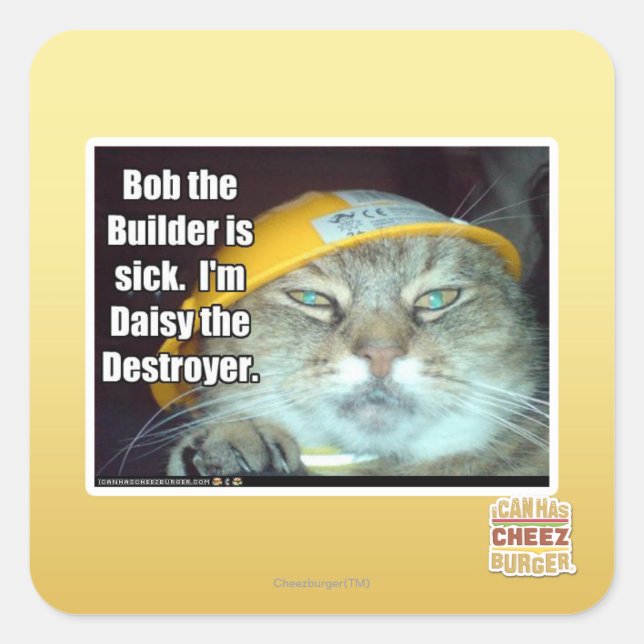 Sticker Carré Bob le Builder est malade (Devant)
