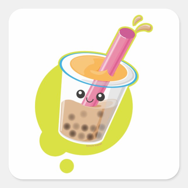 Sticker Carré Boba Tea (Devant)