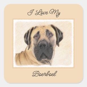 Sticker Carré Boerboel Peinture - Cute Original Chien Art