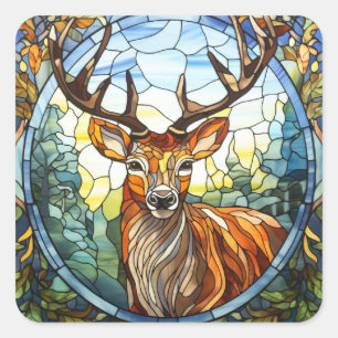Sticker Carré Boeuf de bois de verre tendu