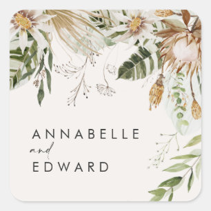 Sticker Carré bohemian botanical modern elegant foliage