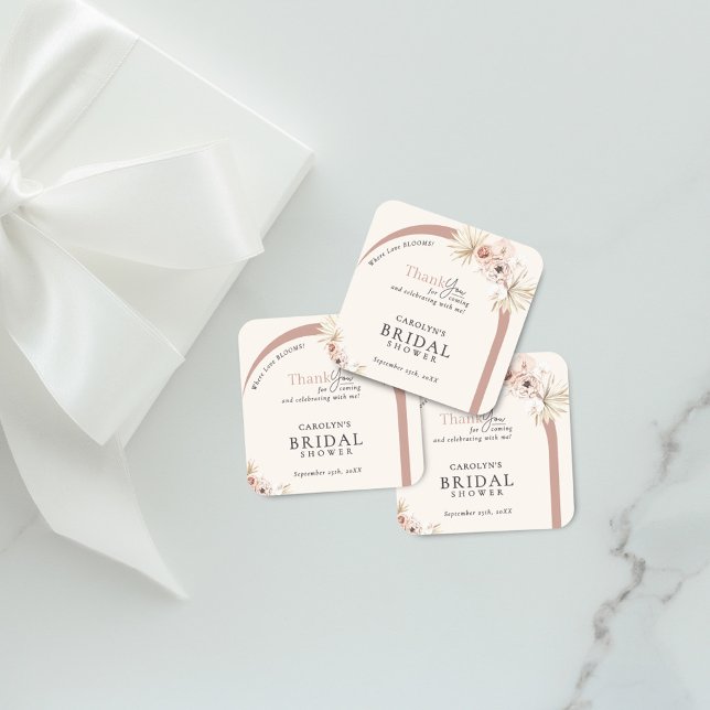 Sticker Carré Boho Aquarelle Floral Fête des mariées Arc Moderne (Créateur téléchargé)