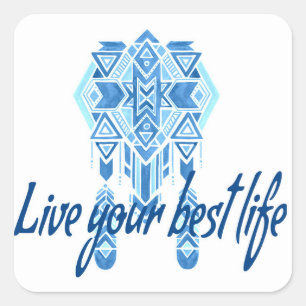 Sticker Carré Boho Best Life Watercolor
