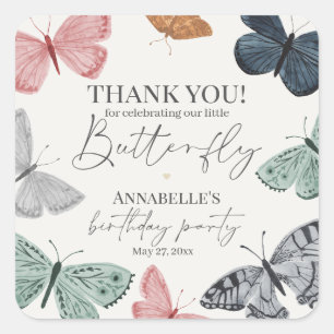 Sticker Carré Boho Butterfly Anniversaire Fête Dessert Favoriser