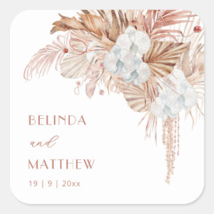 Sticker Carré Boho Chic Botanique Mariage