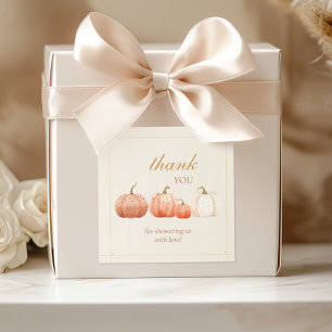 Sticker Carré Boho Fall Polka Citrouille Baby shower Merci 