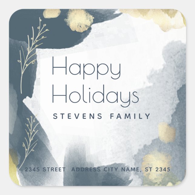 Sticker Carré Boho Moderne Aquarelle branches abstraites (Devant)