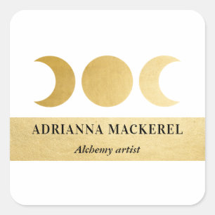 Sticker Carré Boho Moon Phase Faux Gold Foil Moderne