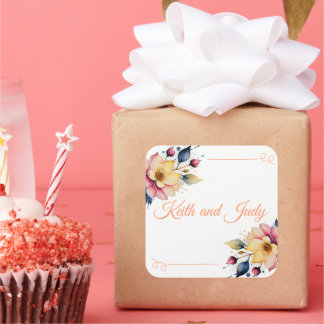 Sticker Carré Boho Peachy Floral