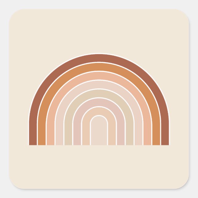 Sticker Carré Boho Rainbow Beige Terracotta (Devant)