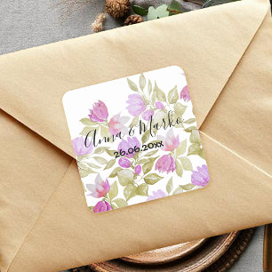 Sticker Carré Boho rose à la main