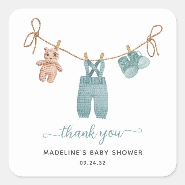Sticker Carré BOHO Vêtements de bébé Baby shower garçon (Devant)