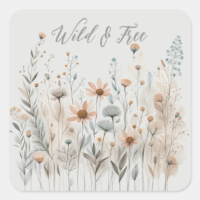Sticker Carré Boho Wildflower (Devant)
