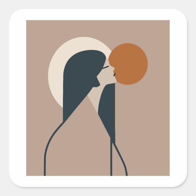 Sticker Carré Boho Woman Sun (Devant)