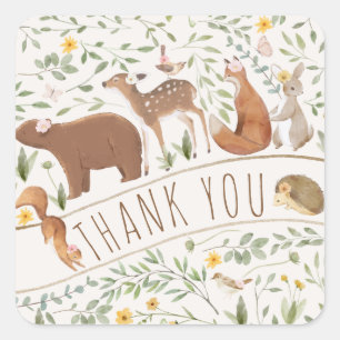 Sticker Carré Boho Woodland Animaux Forest Friends Baby shower