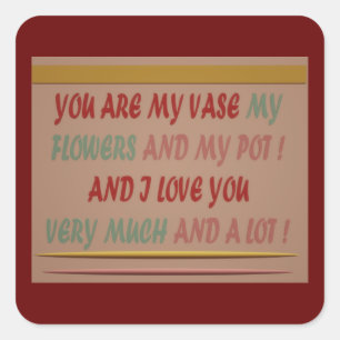 STICKER CARRÉ BOIRE À ROMANCE AMOUR ET HUGS
