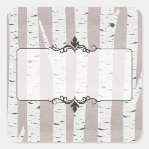 Sticker Carré Bois de bouleau rustique Arbres & Branches Naturel