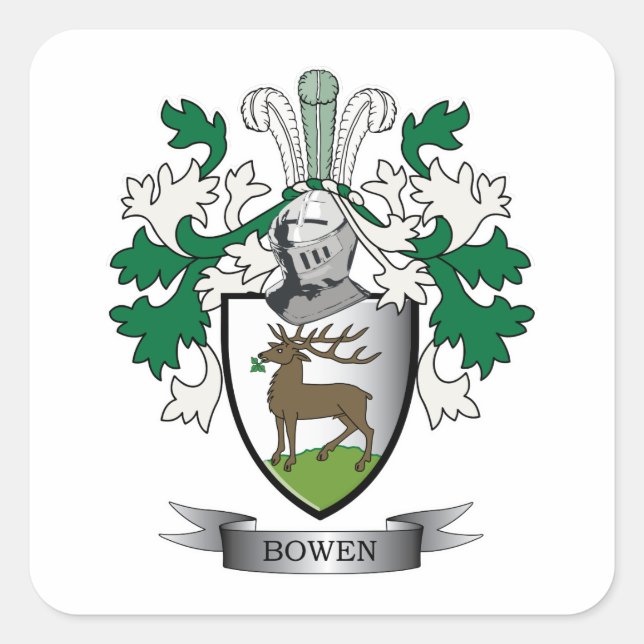 Sticker Carré Bois de famille Bowen Armoiries (Devant)