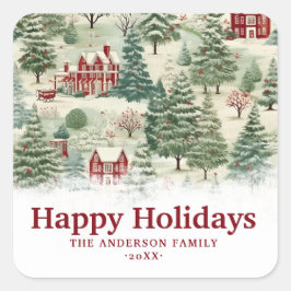 Sticker Carré Bois sur mesure Russe mignonne Pays Noël