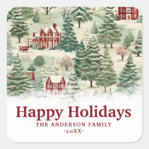Sticker Carré Bois sur mesure Russe mignonne Pays Noël
