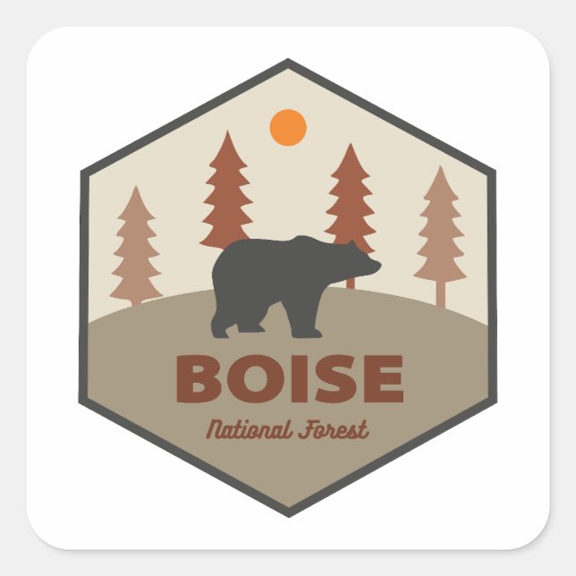 Sticker Carré Boise Forêt Nationale Ours Idaho (Devant)