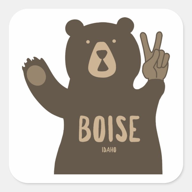 Sticker Carré Boise Idaho Peace Bear (Devant)
