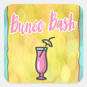Sticker Carré Boisson rose Bunco Bash