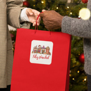 Sticker Carré Boissons de Noël au Cactus Feliz Navidad Café