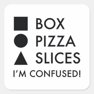 Sticker Carré Boîte carré Pizza ronde Triangulaire Slices