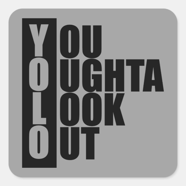 Sticker Carré Boîte verticale YOLO (Devant)