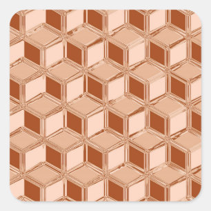 Sticker Carré Boîtes Chrome 3-d - couleur cuivre