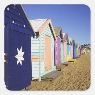 Sticker Carré Boîtes De Baignade, Plage Middle Brighton, Port