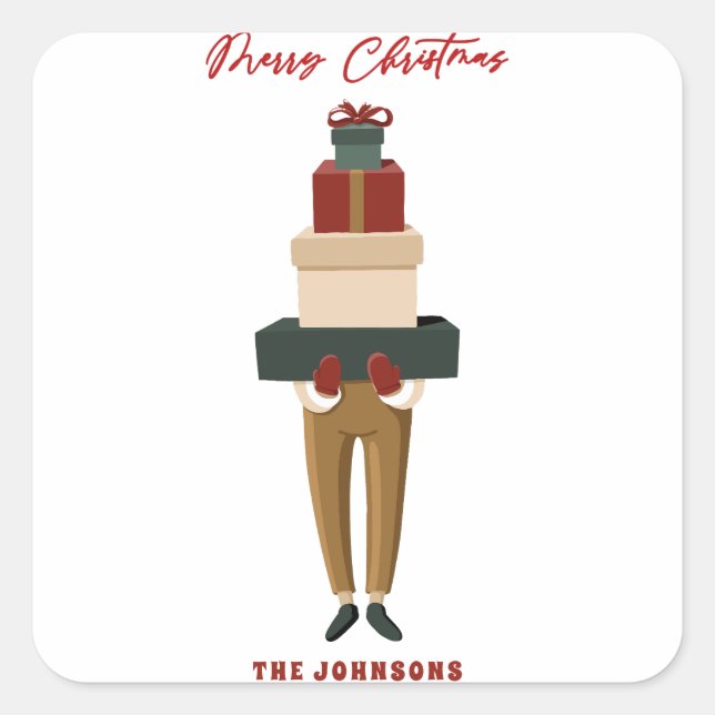 Sticker Carré Boîtes de Noël (Devant)