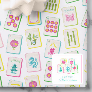 Sticker Carré Boîtier en mosaïque de Mahjong