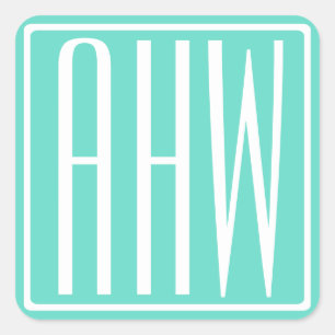 Sticker Carré Bold Modern   White on aqua